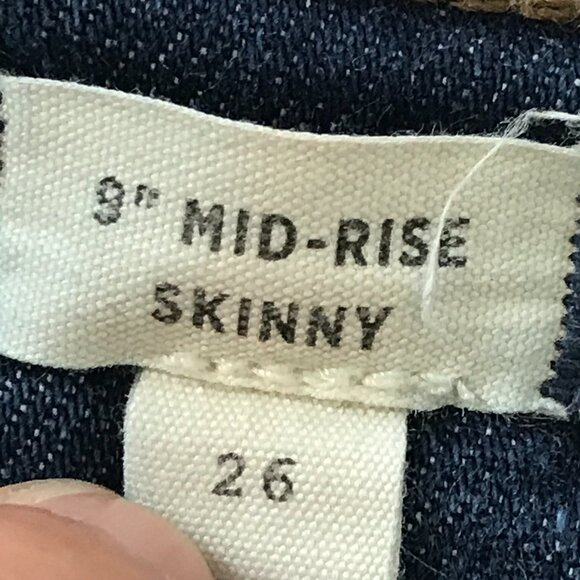 Madewell 9" Mid Rise Skinny Jeans Women size 26 Blue Dark Wash Stretch Preppy - Picture 4 of 13